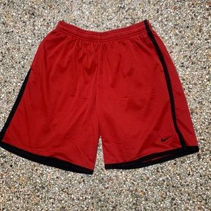 Nike basketball shorts red with black stripes on side XL